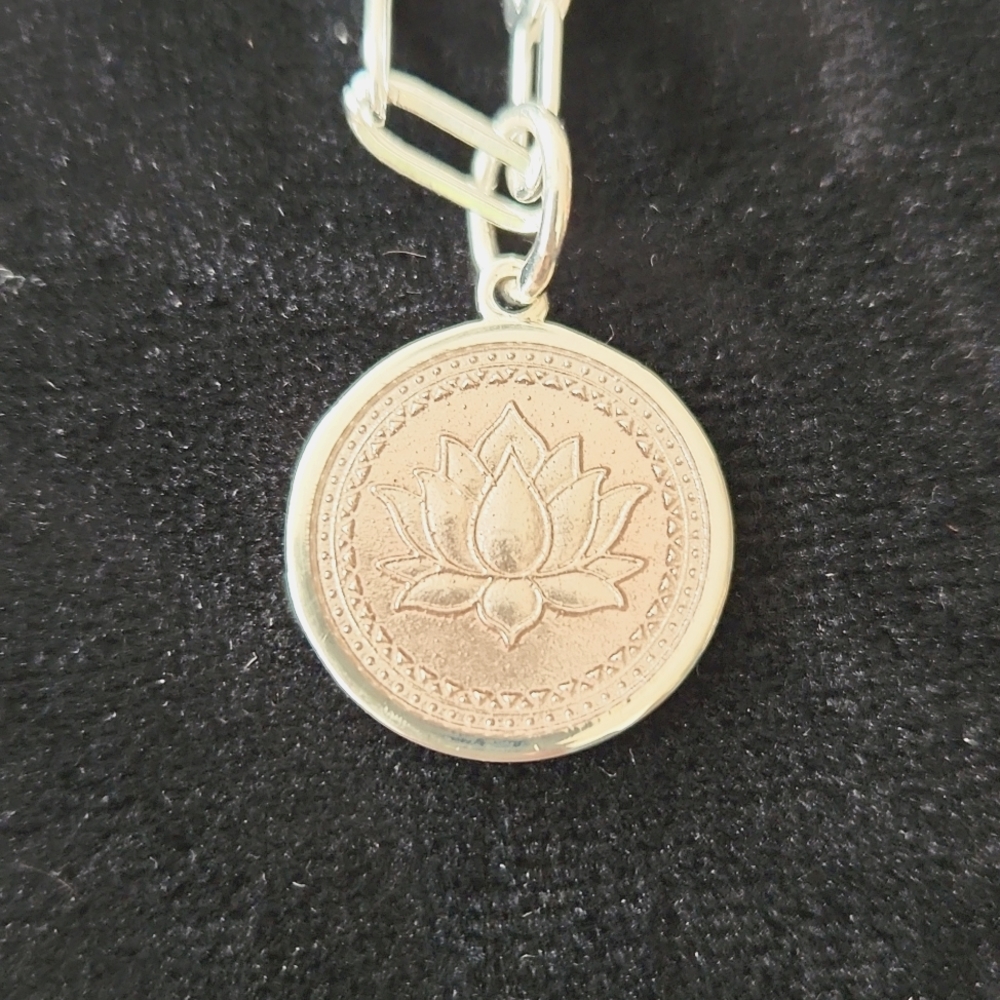 Lola Small Lotus Flower, Silver/Pink Enamel